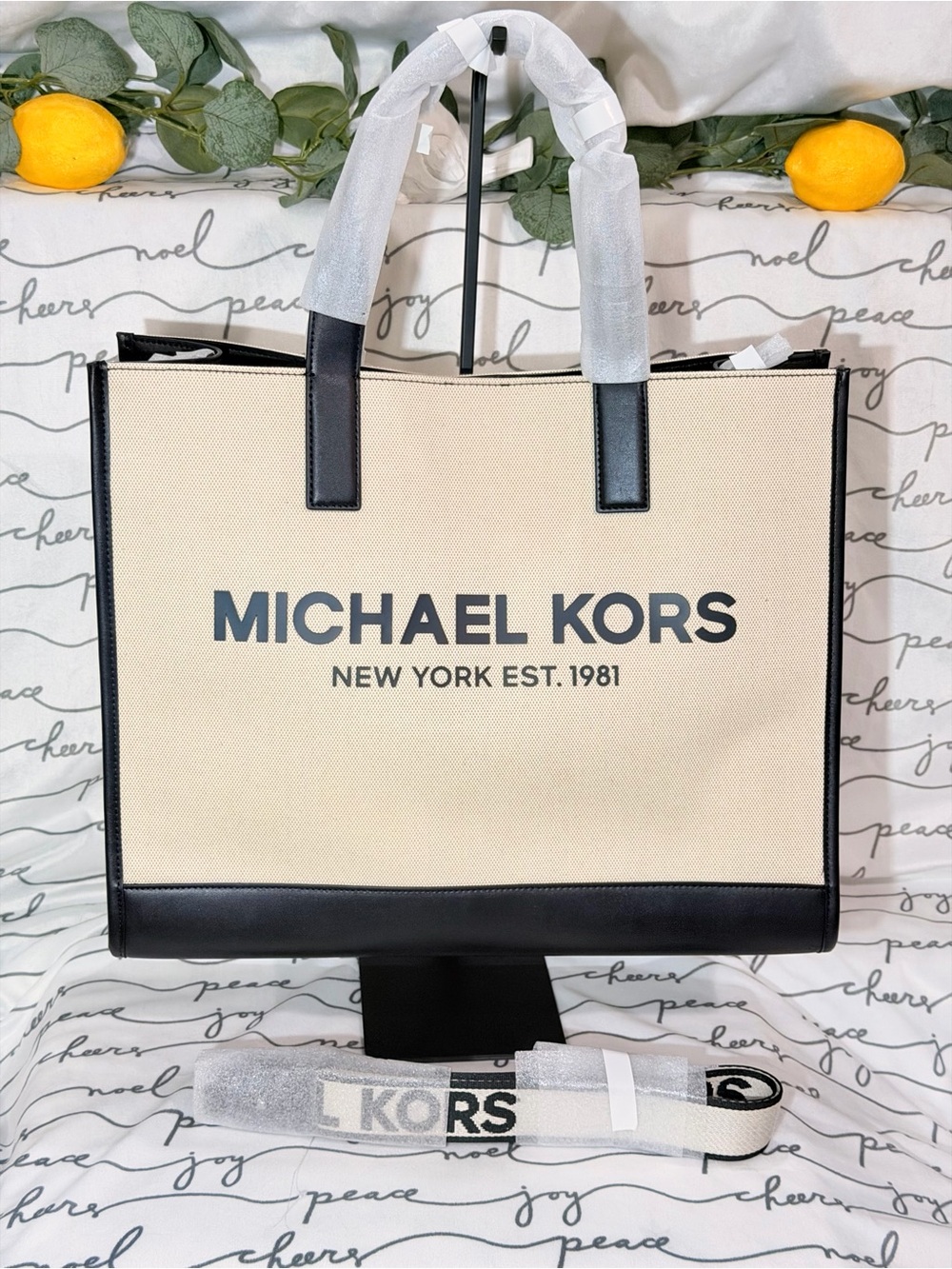 MICHAEL Michael Kors Black and Cream Structured Tote NWT